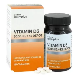 Activplus Vitamīns D3 5000 SV + K2 Depo tabletes, 180 gab