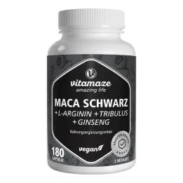 Maca Black + Tribulus + Žeņšeņa kompleksās kapsulas, 180 gab