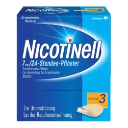 NICOTINELL 7 mg/24 stundu nikotīna plāksteri, plākstera stipruma gaisma (3), 30 gab
