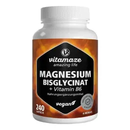 Magnija bisglicināts + B6 vitamīna kapsulas, 240 gab